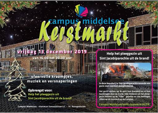 Grote opbrengst Kerstmarkt Campus Middelsee voor Pleeggezin Sint. Jacobiparochie
